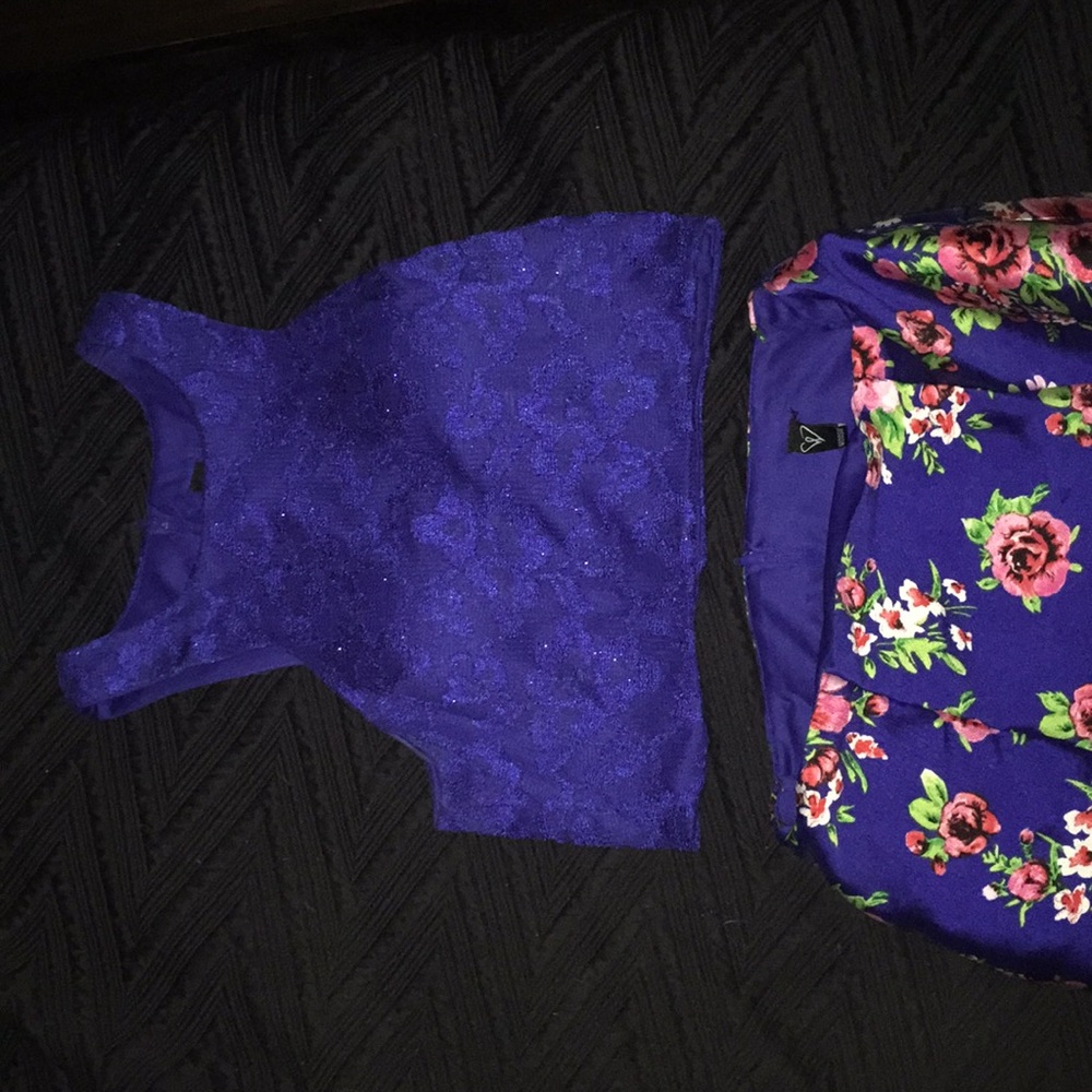 PROM DRESS- floral-BLUE- only worn once